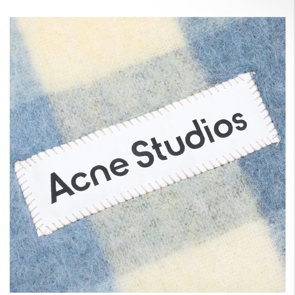 ACNE STUDIOS Large Check Scarf - Light Blue/White - New + *INCREDIBLE* - Picture 2 of 5